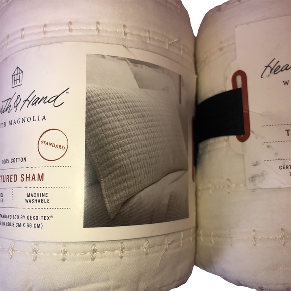 2 Hearth & Hand Magnolia Standard Solid Texture Pillow Shams Chip Joanna Gaines - Picture 6 of 10